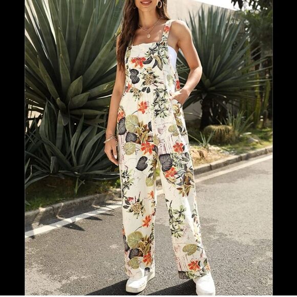 Source Unknown Multicolor Floral Jumpsuit - Picture 1 of 12